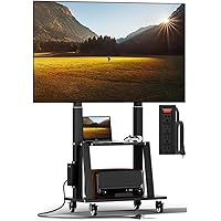 Duiliuu Mobile TV Cart with Power Outlet, Rolling TV Stand on Wheels for 32 to 65 70 75 83 inch TV, Height Adjustable,Holds u