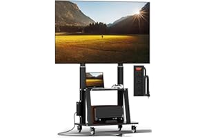 Duiliuu Mobile TV Cart with Power Outlet, Rolling TV Stand on Wheels for 32 to 65 70 75 83 inch TV, Height Adjustable,Holds u