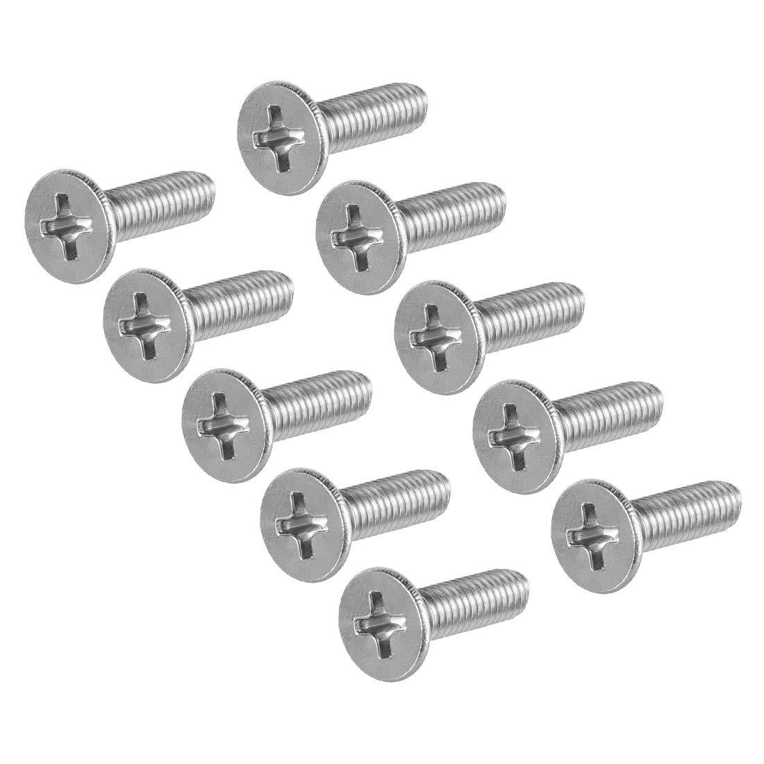 sourcing map M4x14mm Flat Head Machine Screws, Phillips Cross Screw, 304 Stainless Steel, Fasteners Bolts 30Pcs