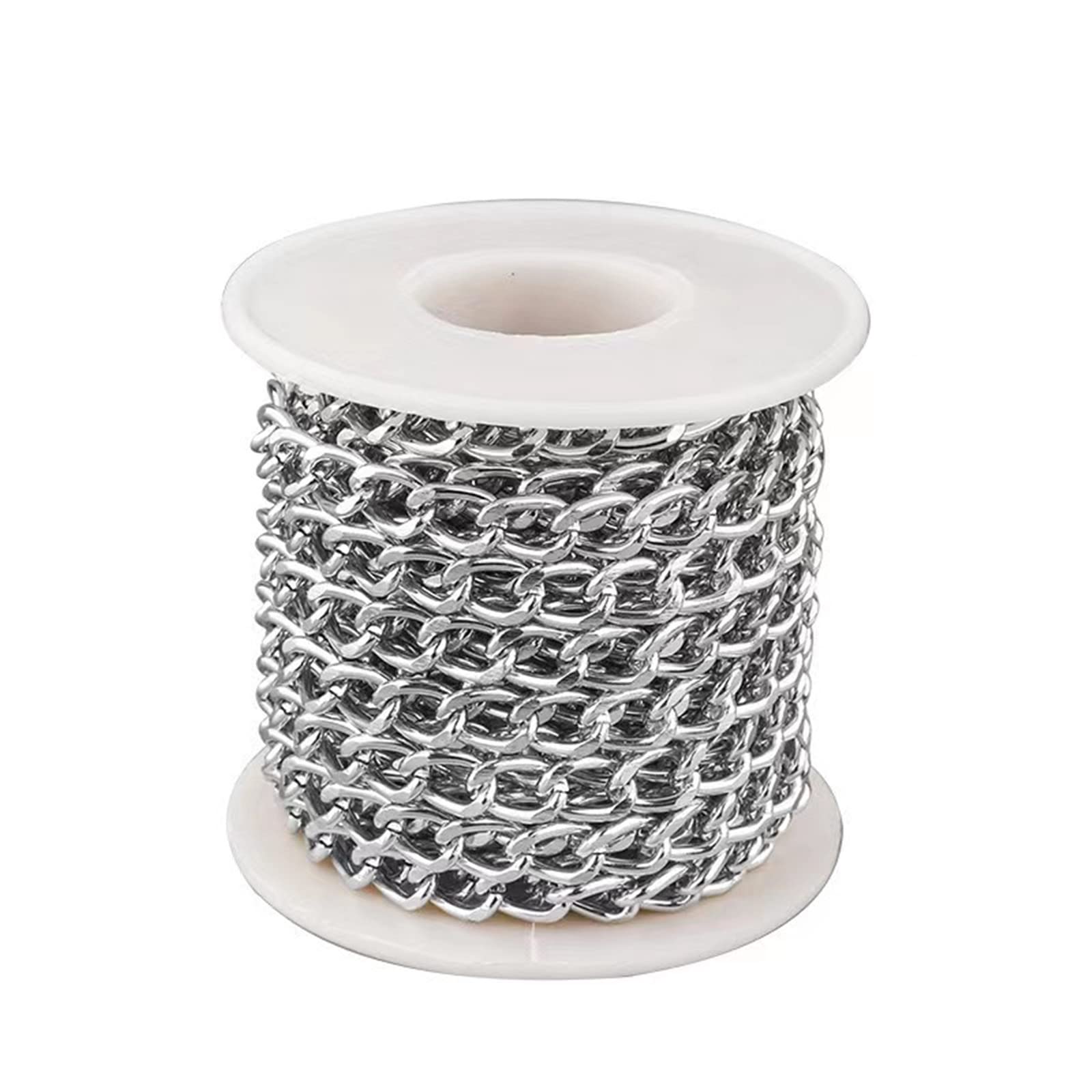 Jaydis 15 Feet Aluminum Curb Chains 10x7x2mm Twisted Links Cross Cable Chains Silver Plated with Spool for Pendant Necklace Jewelry Making