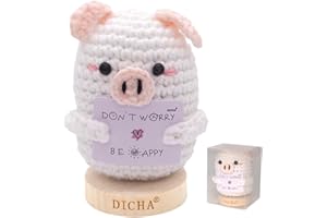 DICHA Crochet Positive Pig Pattern-Spreading Joy and Uplifting Vibes - Cute and Funny Emotional Support Gift for Friends Party Decoration Encouragement-Positive Potato Series-Positive Yorkshire pig