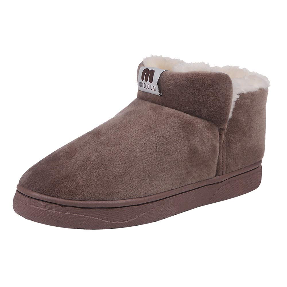 Caopixx Womens Snow Boots Winter Anti-Slip Ankle Bootie Outdoor Slippers  Slip On Warm Fur Lined