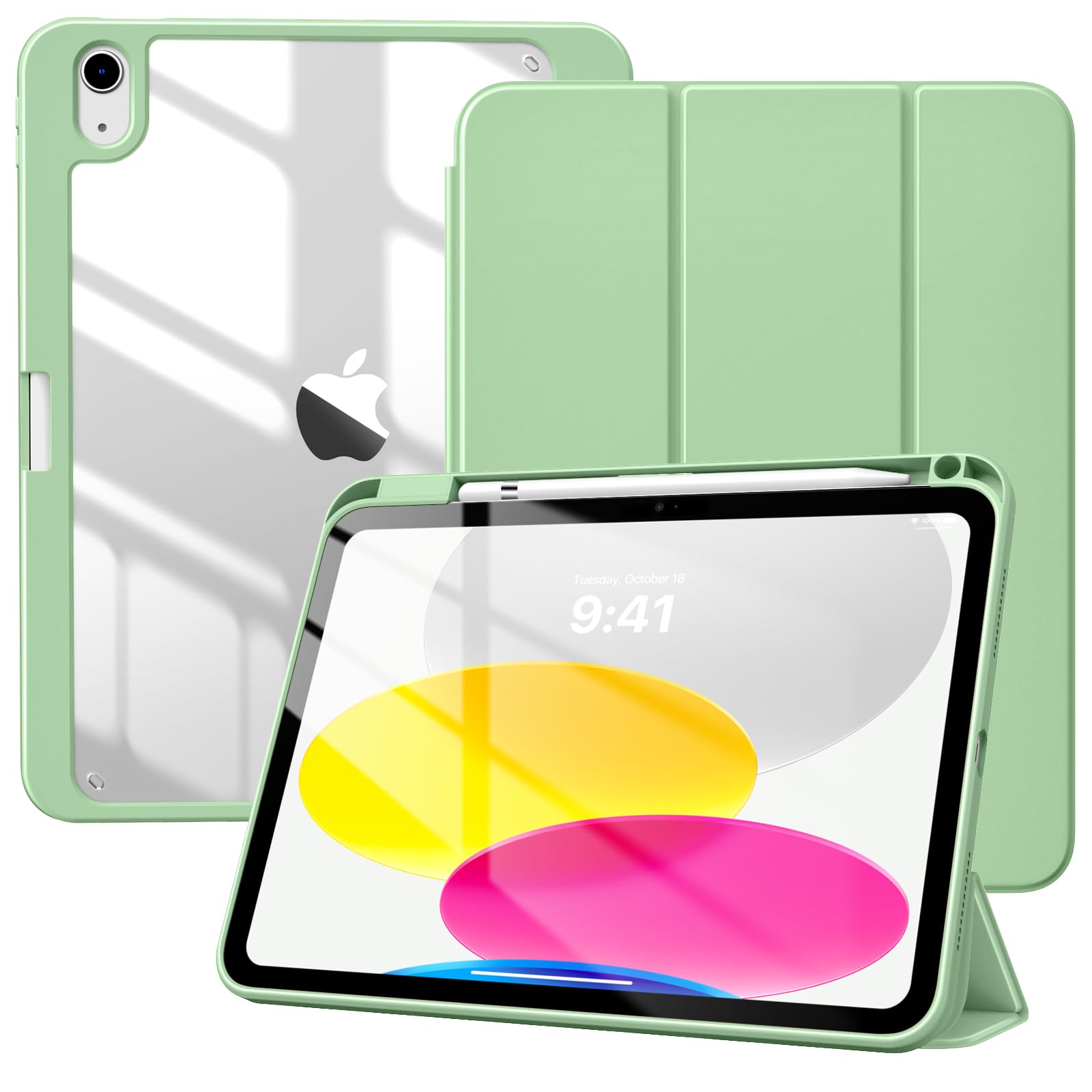 TiMOVO Case for iPad (A16) 11th Generation 11 Inch 2025, iPad 10th Generation Case 10.9 Inch 2022 with Pencil Holder,Slim Protective Cover with Clear Back Shell,Auto Wake/Sleep, Green — image 1