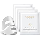FUNVOICE Collagen Overnight Mask, Hydrogel Face Mask with Low Molecular Weight Collagen for Intense Hydration, Firming & Elasticity, Pore Minimizing Treatment | Korean Skincare 4 Pack
