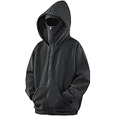 GIJOVANA Balaclava Hoodie Warm Zip Up Sweatshirts Hooded Fleece Jackets Windproof Outfits Streetwear Oversized Unisex