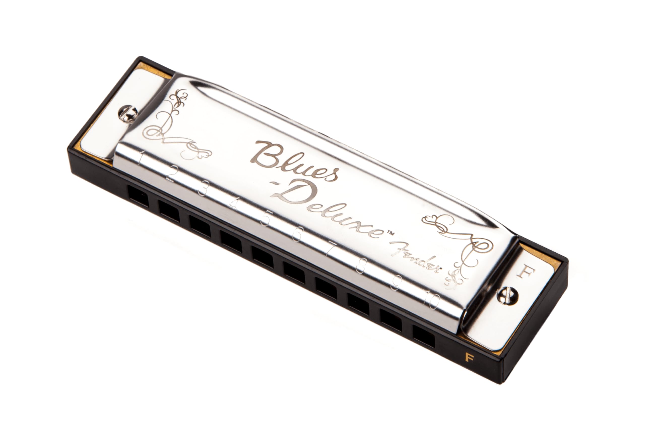 Fender Blues Deluxe Harmonica, Key of F, 10 Holes, Nickel Chrome, Includes Case