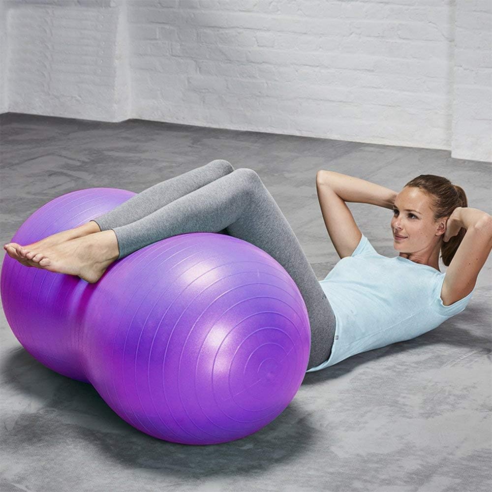 ROUTESUN Anti-Burst 90ร45CM 100ร50CM Peanut Shaped Swiss Stability Yoga Exercise Balance Ball for Kids, Labor Birthing, Dog Training, Physical Therapy Fitness