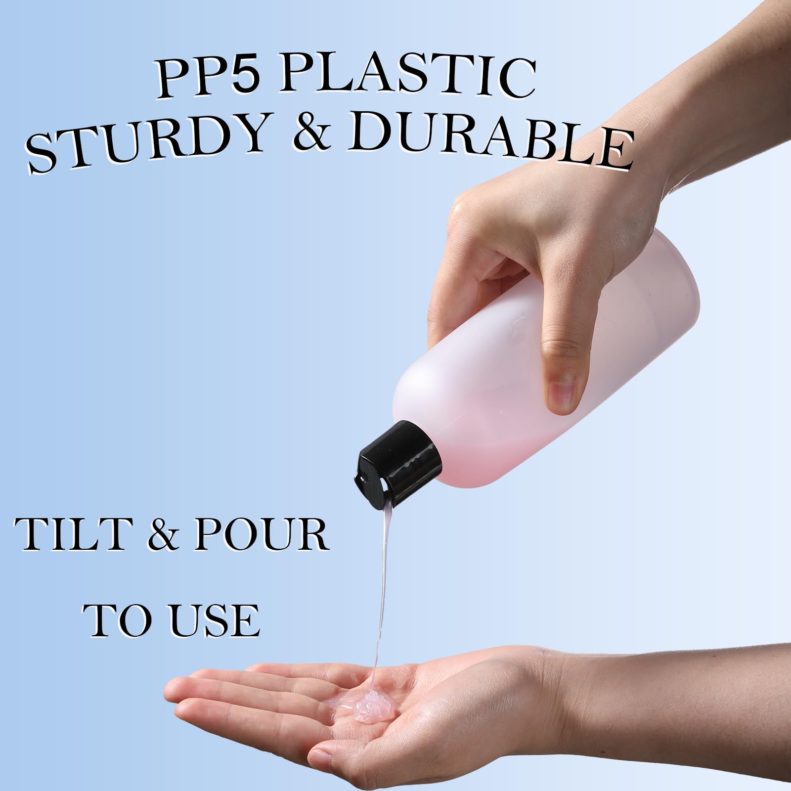 GearTrust 10 oz Small Plastic Bottles with Disc Caps, Empty Shampoo Bottles, Leak Proof Travel Bottles for Toiletries,Conditioner,Lotions,Cream, Dish Soap,BPA FREE, Pack of 2