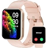 RUIMEN Smart Watches for Women Men (Answer/Make Calls) Compatible with iPhone/Android Phones, 1.85" HD Screen Fitness Tracker Heart Rate Monitor 100+ Sports Tracker Watch Waterproof (Pink)