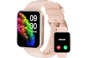 RUIMEN Smart Watches for Women Men (Answer/Make Calls) Compatible with iPhone/Android Phones, 1.85" HD Screen Fitness Tracker Heart Rate Monitor 100+ Sports Tracker Watch Waterproof (Pink)