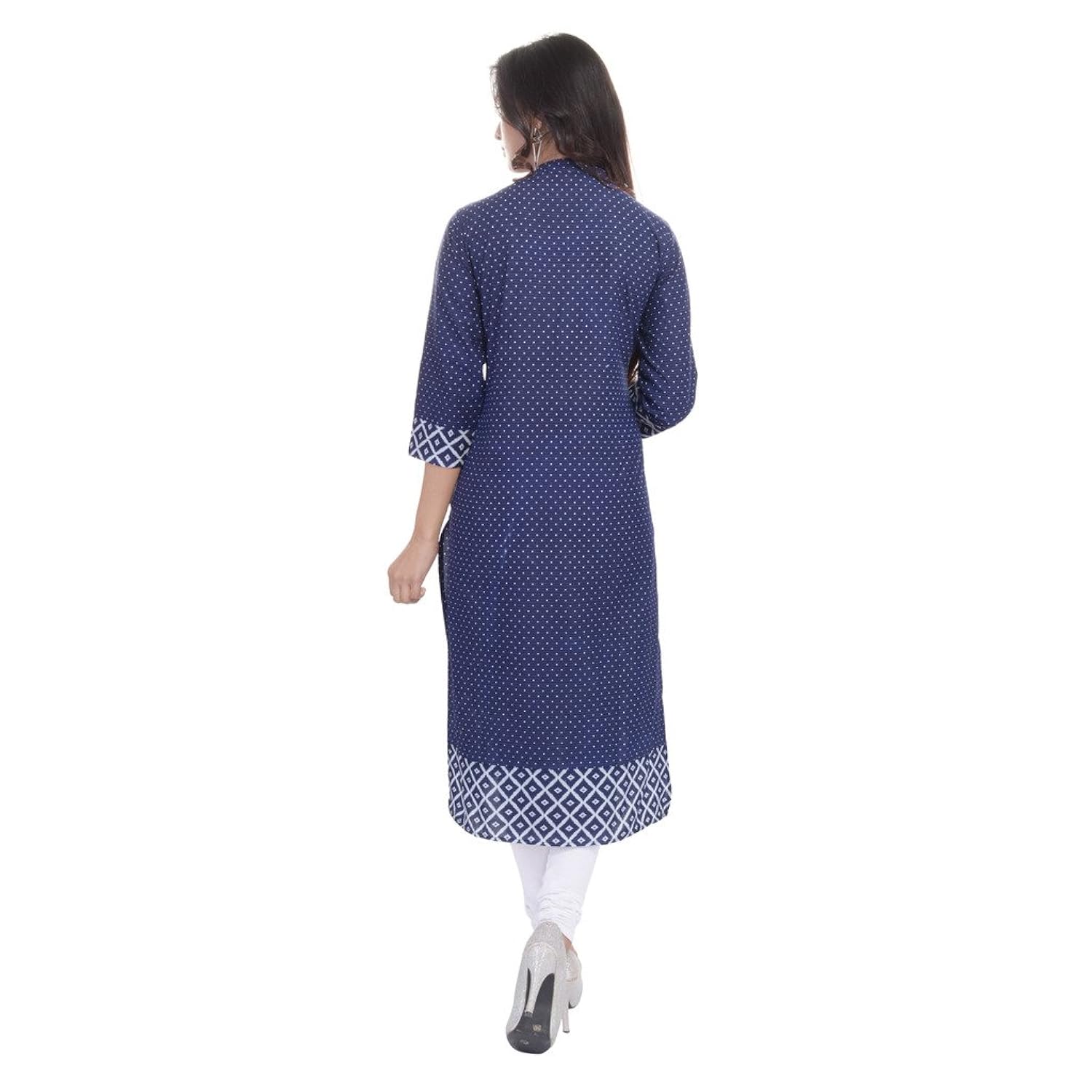 bluepocket women's cotton straight kurti (blue)