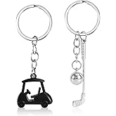 Mikovivi 2pcs Golf Cart Keychains, Stylish Zinc Alloy Key Ring Golf Themed Key Holder Perfect Souvenir for Players and Fans