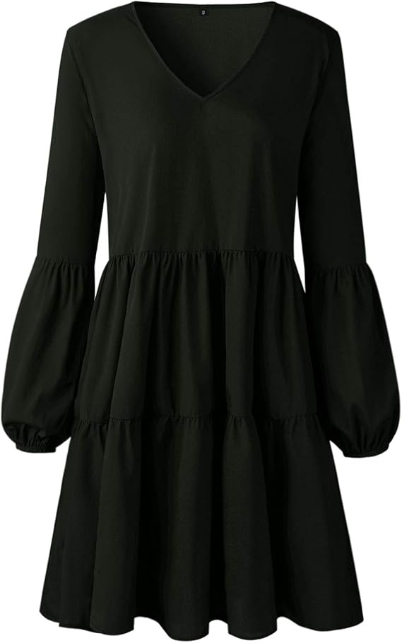 Amazon Jewelrywe レディース ドレス ワンピース 長袖 シンプル 膝丈 可愛い 欧米風 ファッション 通学 通勤 デート 代 30代 40代 50代 ワンピース チュニック 通販