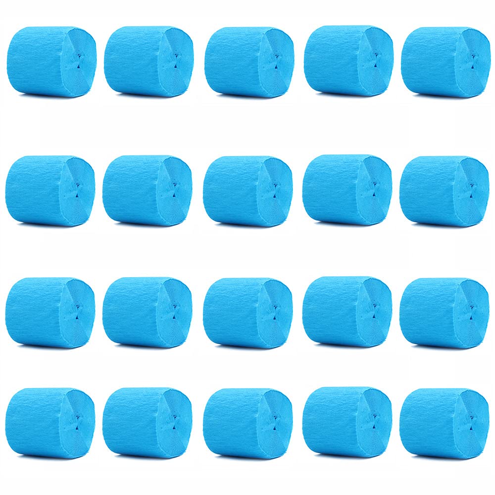 ANCLLO 20 Rolls 3.5cm x 10m Crepe Paper Party Streamers, Streamers Backdrop Hanging Decorations for Birthday Party, Wedding and Festival Decorations, Blue