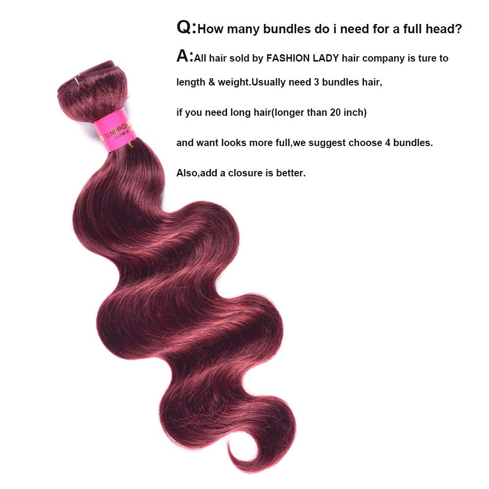 Amazon Com Fashion Lady 1 Bundle 99j Brazilian Body Wave Hair