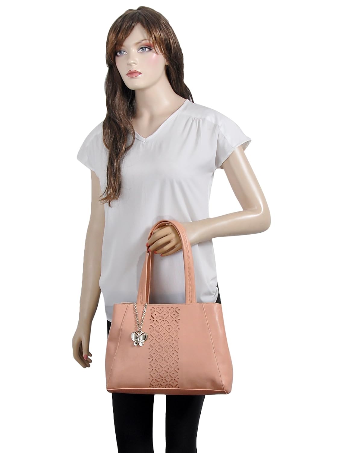 butterflies women's handbag (peach) (bns 0586pch)