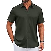 COOFANDY Men's Wrinkle Free Button Down Shirts Short Sleeve Casual Shirts Summer Stretch Dress Shirt for Men