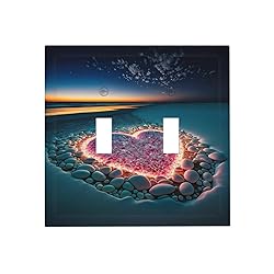 Beach Pink Love Night Scene Double Toggle Light