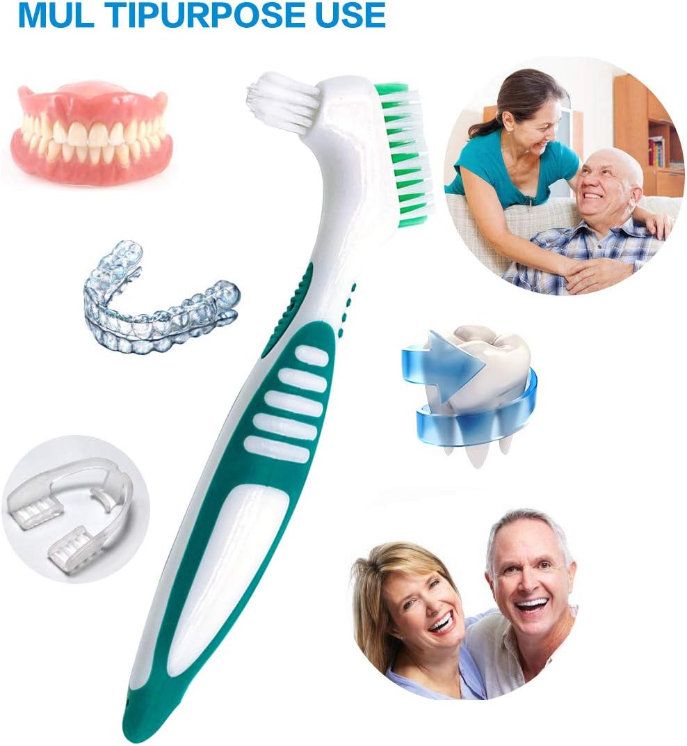 2 Pcs Premium Hygiene Denture Cleaning Brush Set, Multi-Layered Bristles & Ergonomic Rubber Handle, for Denture Care: Health & Personal Care