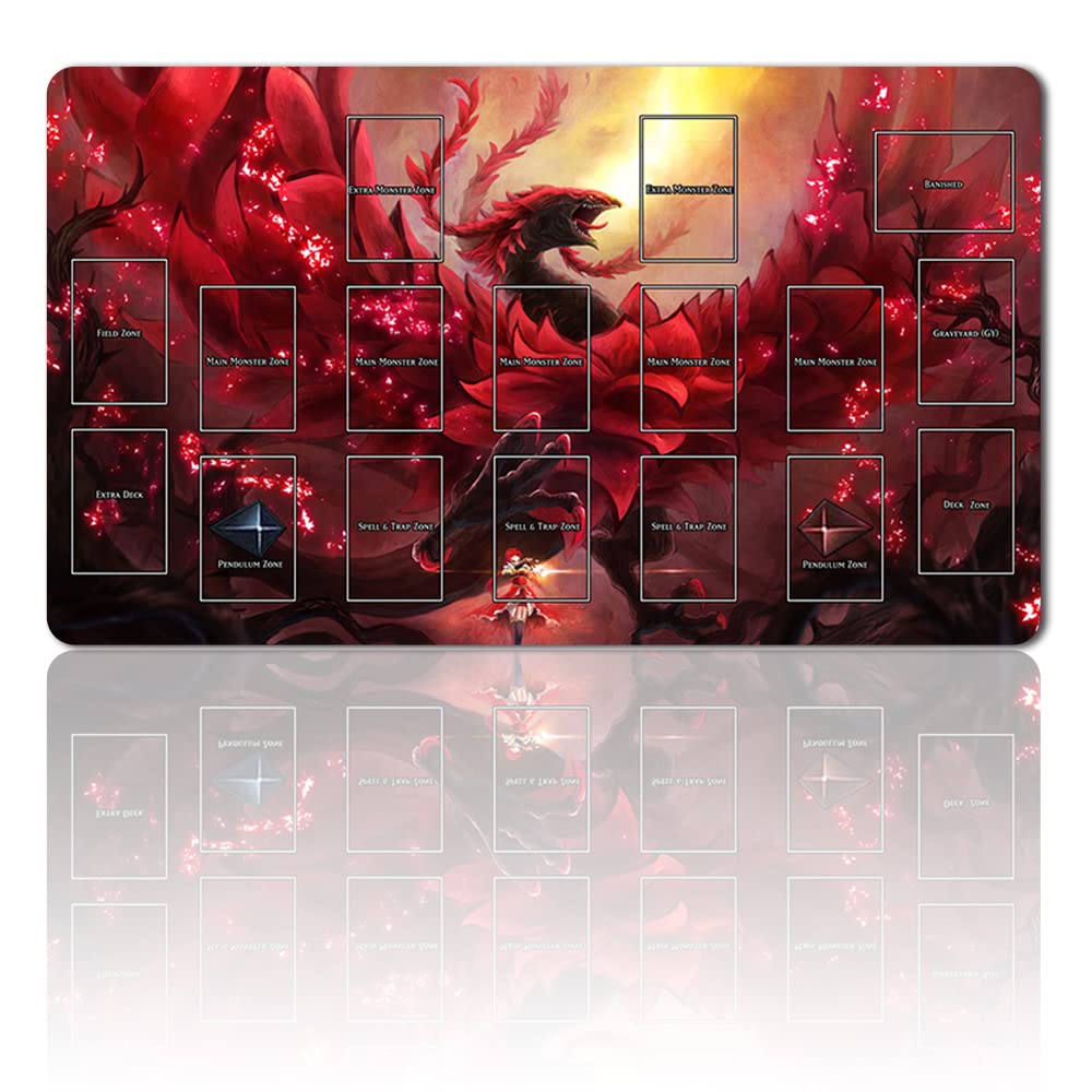 Board Game TCG Play Mats + Free Bag + with Card Zones, YGO Card Game Table Mat Size 60 x 35 cm Mouse Pad Compatible with MTG TCG