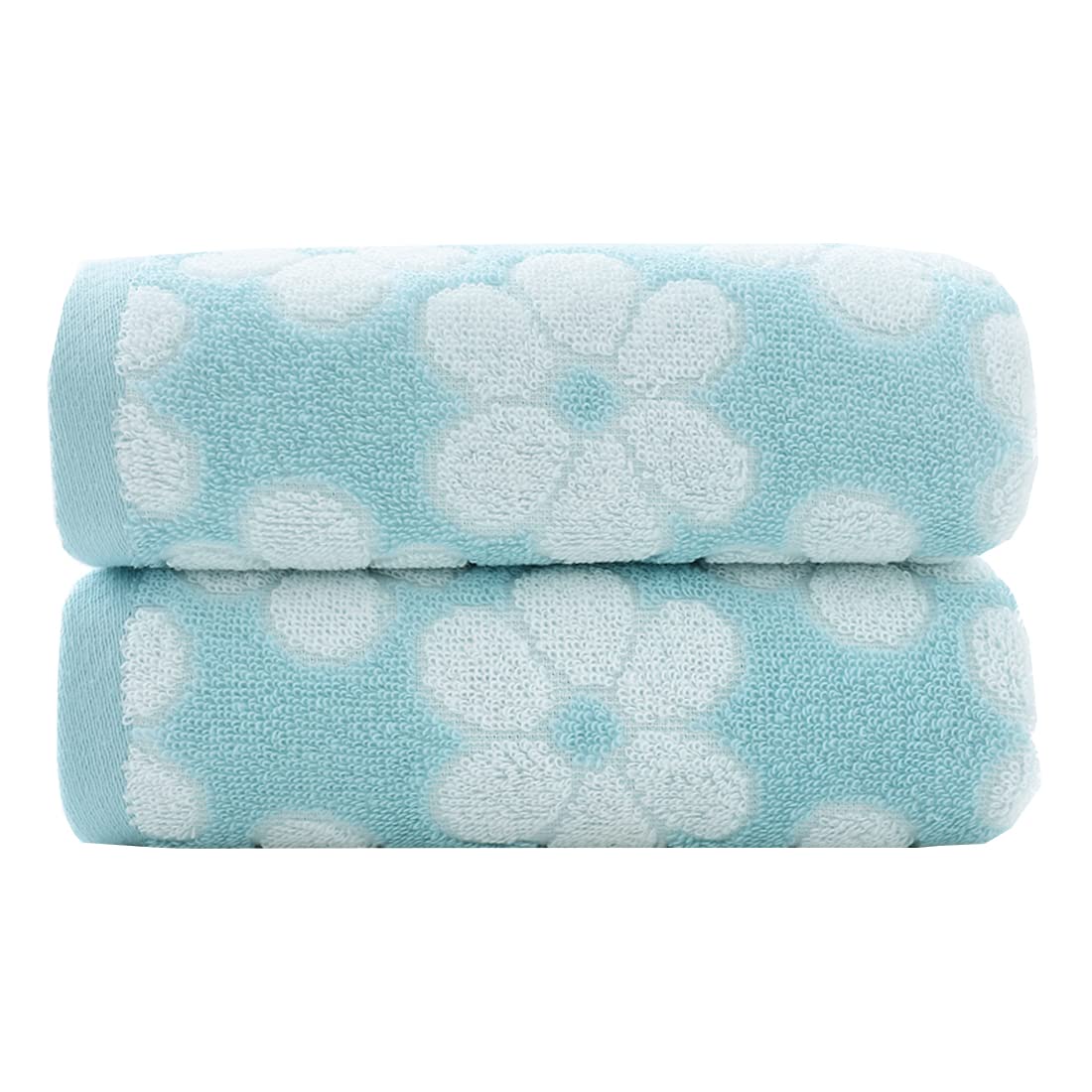 Photo 1 of Pidada Hand Towels Set of 2 Floral Pattern 100% Cotton Soft Absorbent Decorative Towel for Bathroom (Blue)