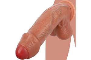 10 Inch Huge Realistic Foreskin Dildo, Big Uncut Soft Anal Dildo with Powerful Suction Cup, Large Strap On Dildos for Hands-F