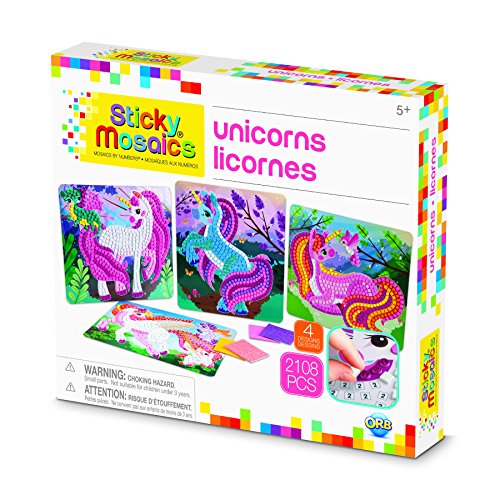 The Orb Factory Sticky Mosaics Unicorns Arts & Crafts, Pink/Teal/Blue/Purple, 12" x 2" x 10.75"