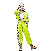 LOLANTA Girls Hip Hop Street Dance Clothes 3PCS Checkered Outfit K-pop Costume Pant Set