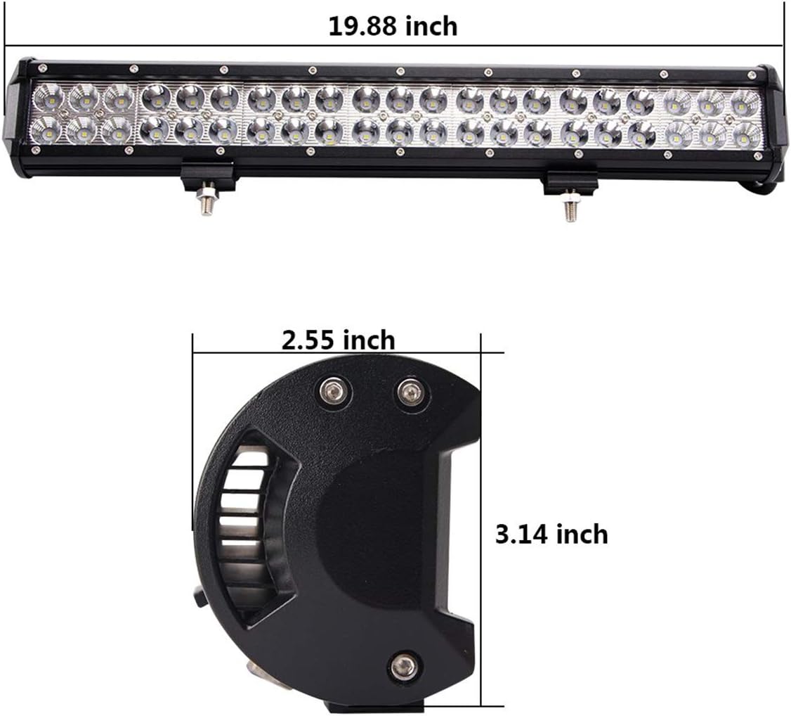Willpower 20 Inch 126W Off Road LED Light Bar Spot Flood Combo Beam Double Row Led Work Light Driving Fog Lamp with Mounting Bracket for ATV, Truck, 4WD, Boat - Image 3