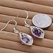 NYKKOLA Beautiful Fashion 925 Solid Silver Teardrop Amethyst Hook Earrings
