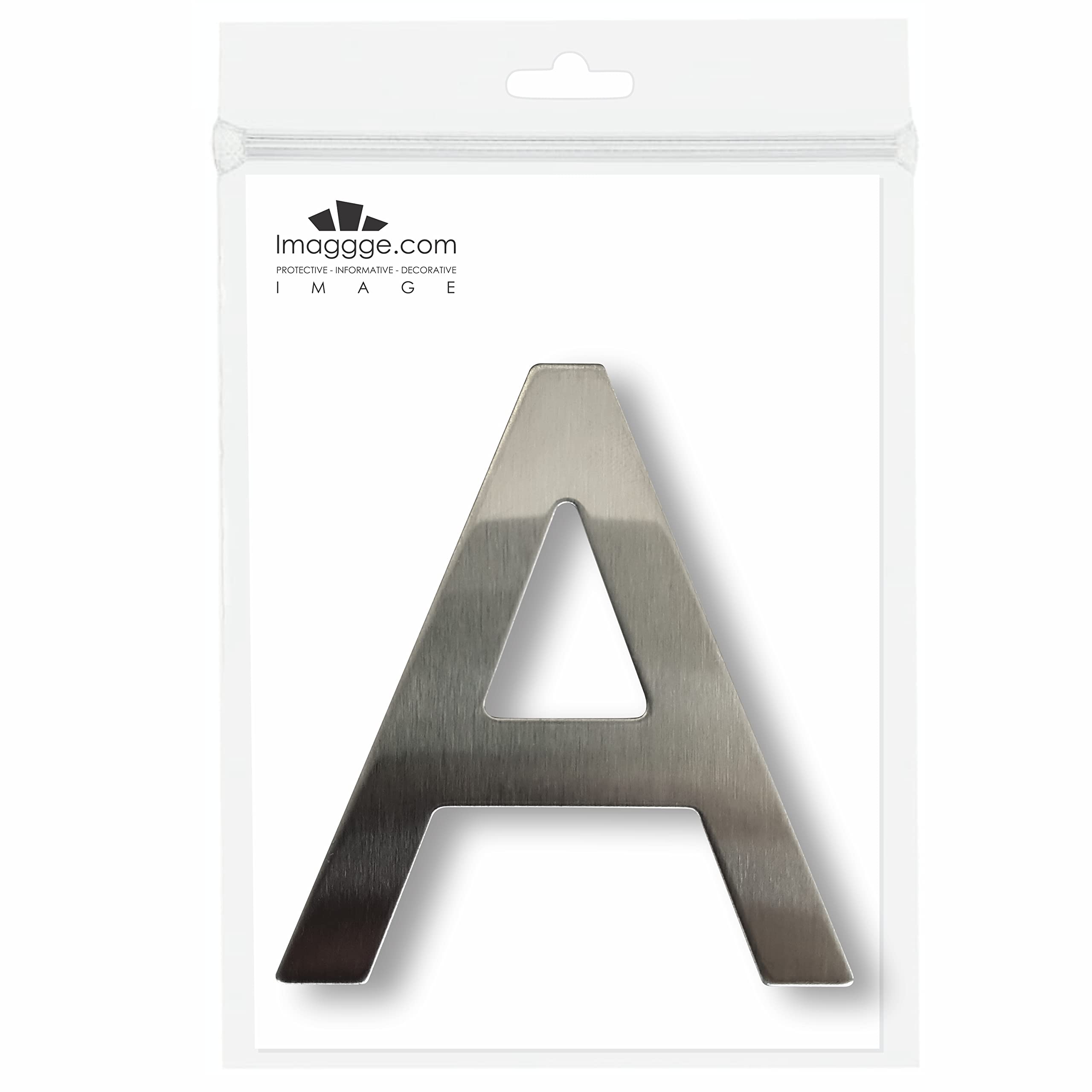 House Number / Apartment Number Brushed Stainless Steel Sticker 7.5 cm Height Letter A