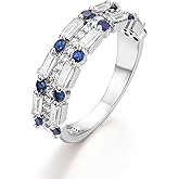 Psiroy Womens CZ Wedding Band Ring, 925 Sterling Silver Plated Half Eternity Stackable Cubic Zirconia Engagement Ring for Women Size 6-10