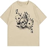 SOLY HUX Men's Graphic Short Sleeve T-Shirt Gothic Skull Print Crew Neck Tee Tops Streetwear