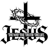 Jesus Wall Art Cross Wall Decor with Crown of Thorns - Metal Christian Wall Art "The Way The Truth The Life" Sign, Black Iron Religious Wall Art & Christian Wall Decor for Home Living Room Church