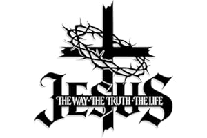 Jesus Wall Art Cross Wall Decor with Crown of Thorns - Metal Christian Wall Art "The Way The Truth The Life" Sign, Black Iron