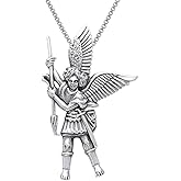 Jewelry Trends Sterling Silver Michael the Archangel Angel Pendant Necklace 18"