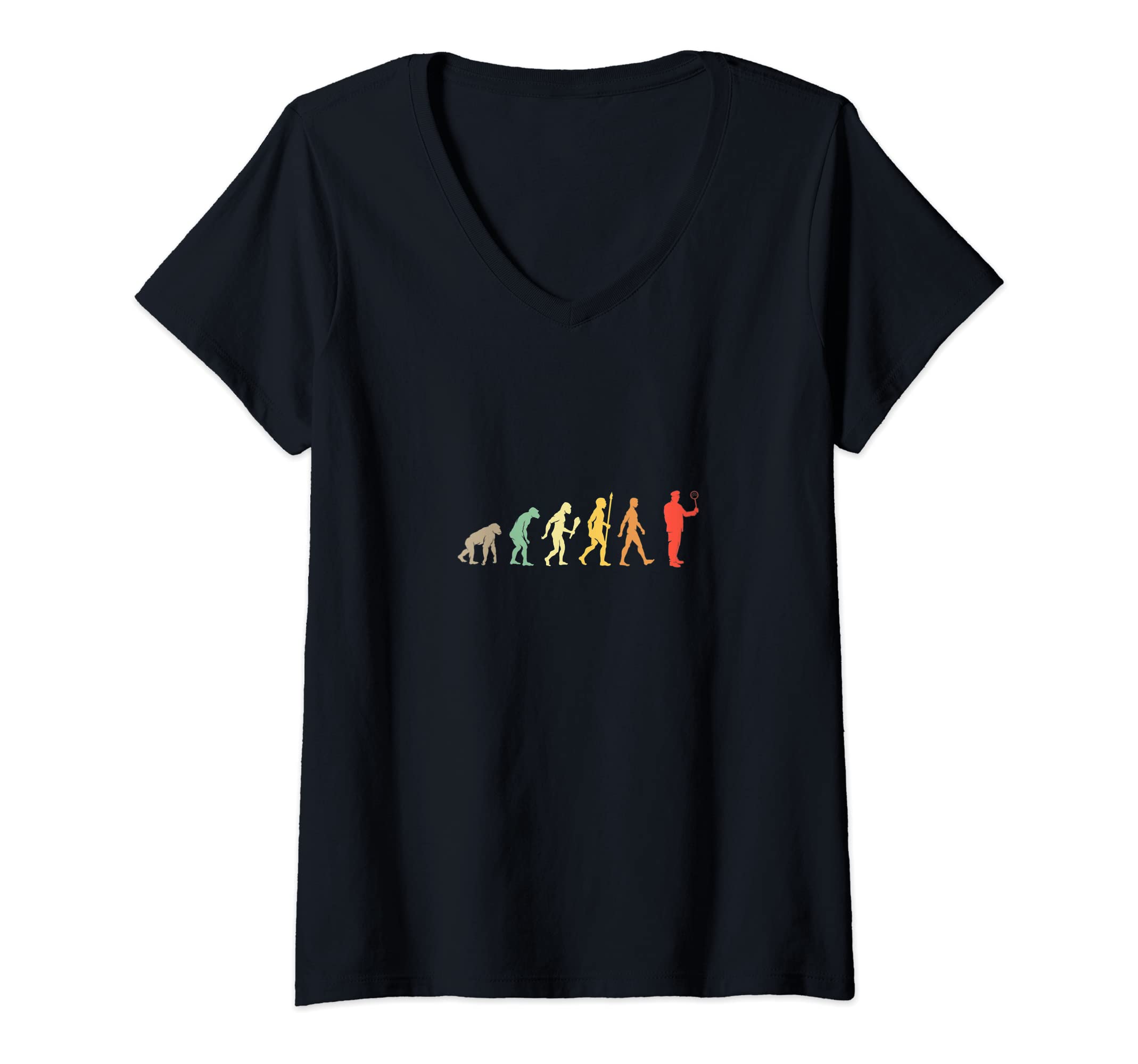 Womens Funny Train Conductor Evolution Gift Vintage Train Driver V-Neck T-Shirt