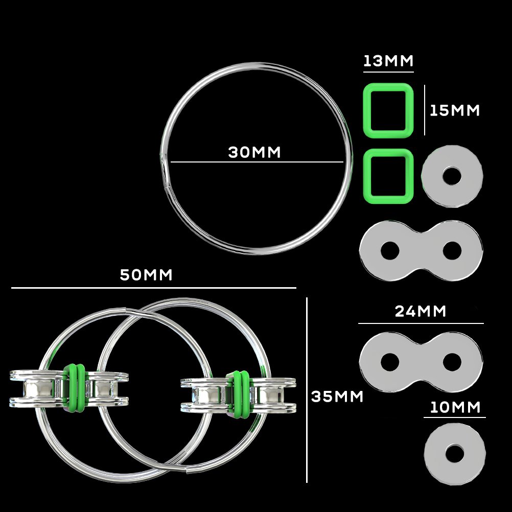 Fidget Chain, MeanLove Bike Chain Fidget Toy for Autism ADD ADHD Stress and Idle Hands,EDC Focus Toy Stress and Anxiety Relief (Green)