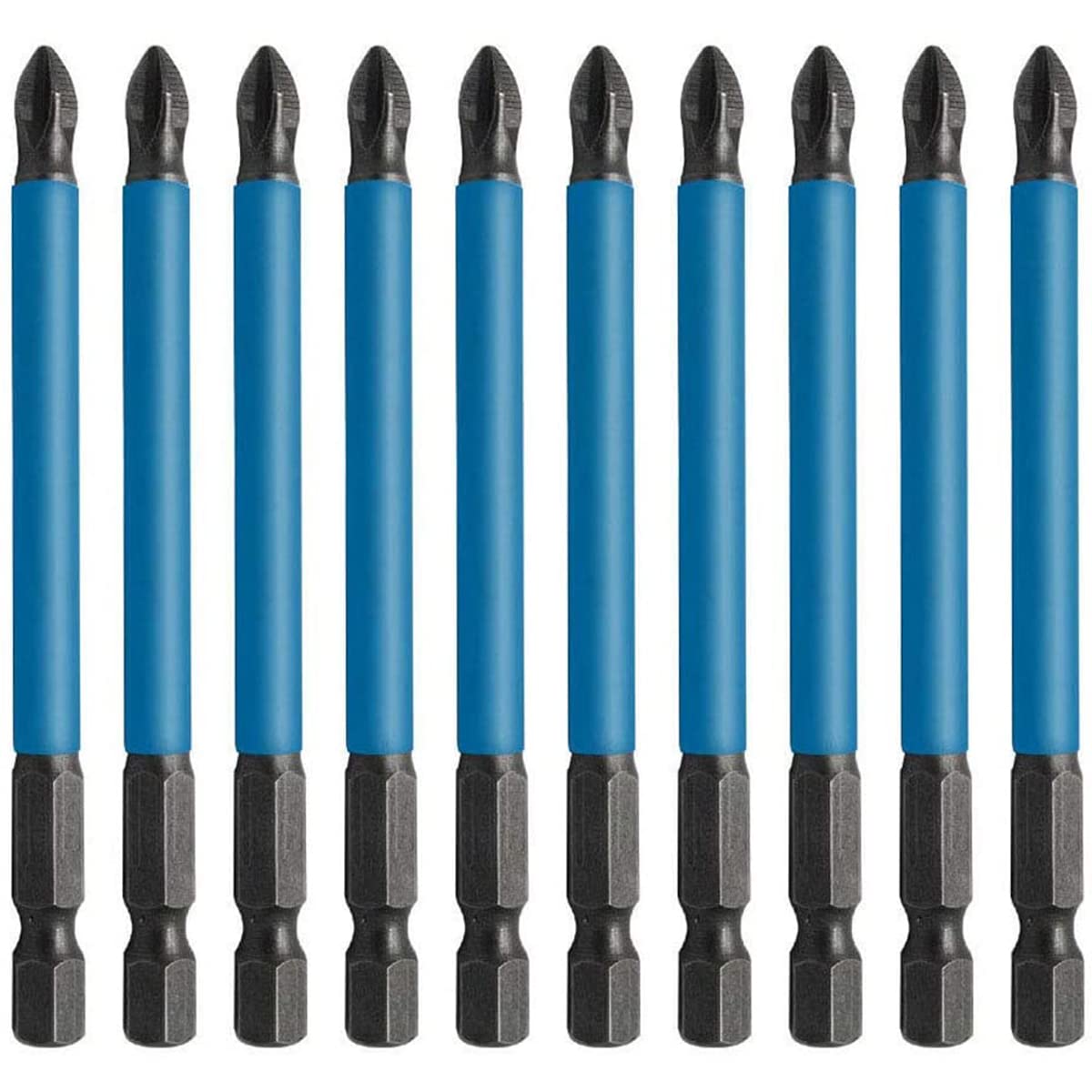 10 Pcs 90mm Screwdriver Bit Sets Anti-Slip Cross Magnetic Impact Screw Bits Blue