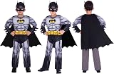 amscan Batman Kids Costume 4-6 Years Grey Deluxe Jumpsuit Cape Mask view 2