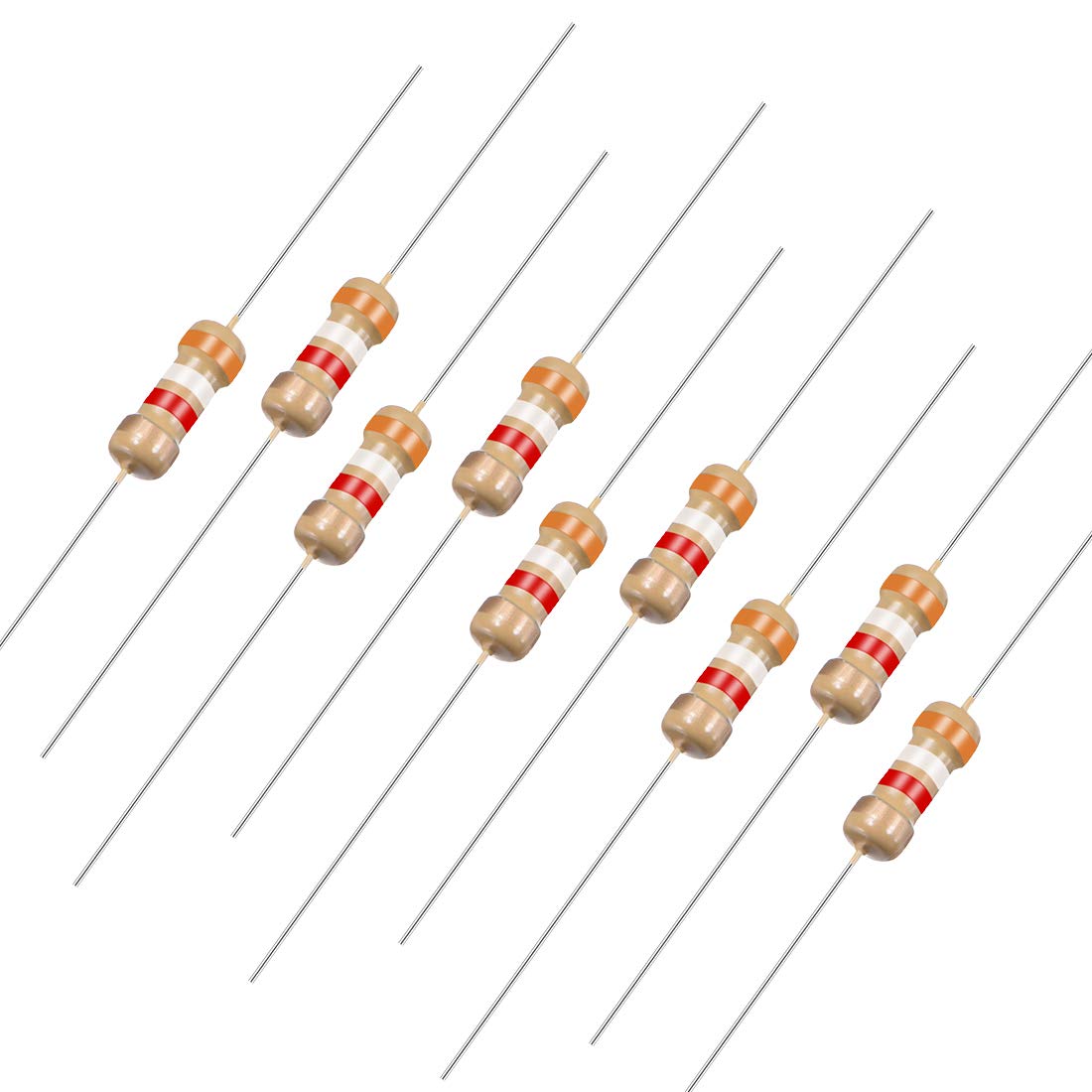 sourcingmap 100Pcs 3.9K Ohm Resistor, 1/4W 5% Tolerance Carbon Film Resistors, 4 Bands for DIY Electronic Projects and Experiments