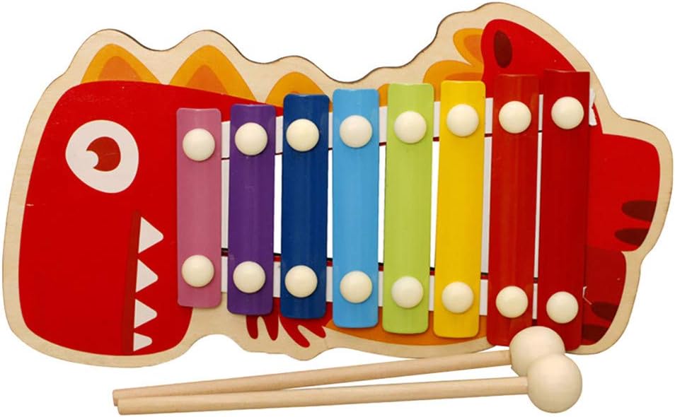 Amaping Wooden Hammering & Pounding Toys Xylophone Musical Wooden Instrument Preschool Intelligence Fancy Early Educational Musical Toys for Toddlers Baby Gift (Dinosaur Pattern Bottom Board)