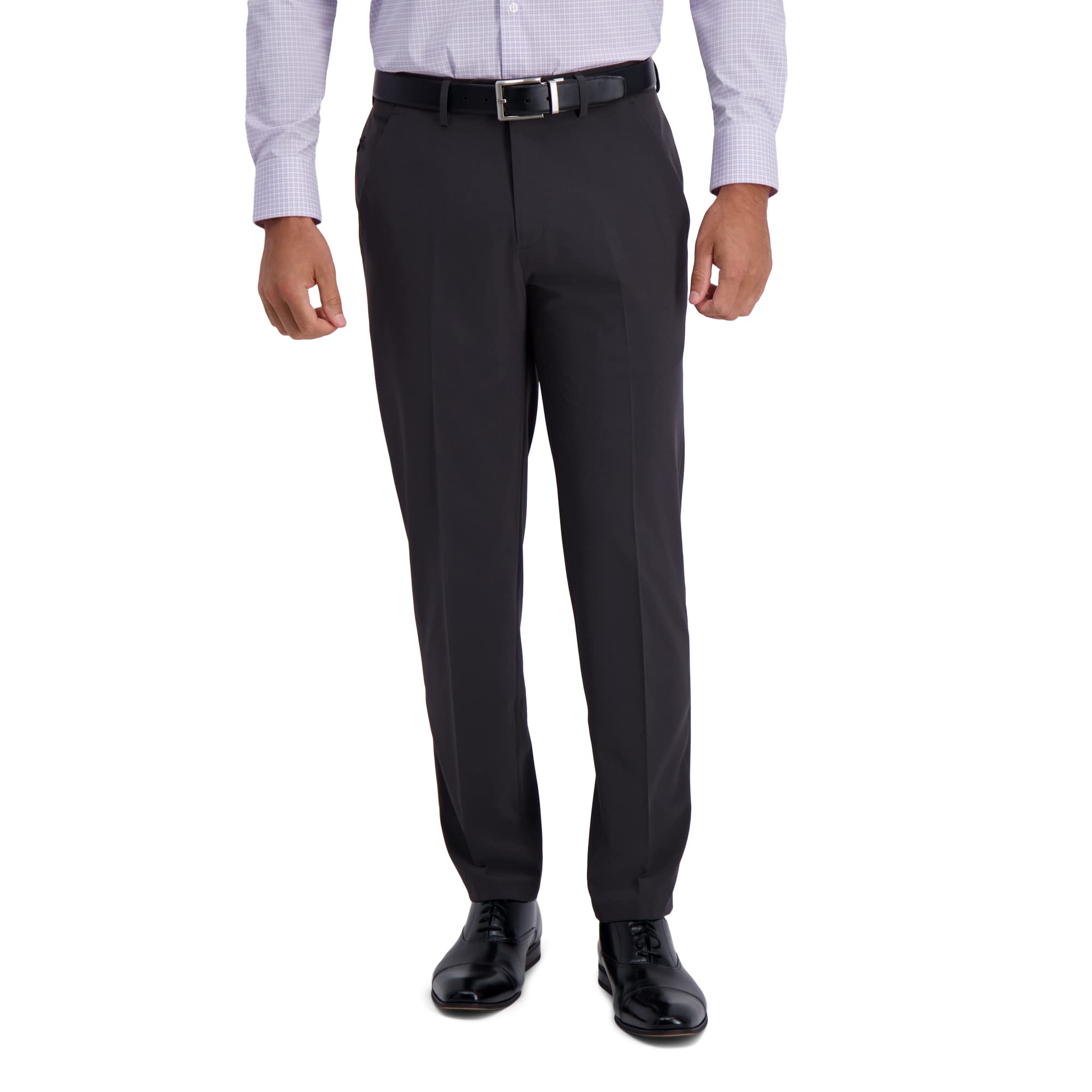 Haggar Men’s The Active Series Slim Fit Flat Front Pant, Slate, 30W x 32L