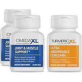 OmegaXL Powerful Joint and Muscle Support Supplement 60 Count (2 Pack) & TurmericXL (30 Count)