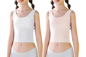 SEAUR Girls Stretch Crop Tank Top Seamless Breathable Sleeveless Cami Undershirts with Shelf Bras