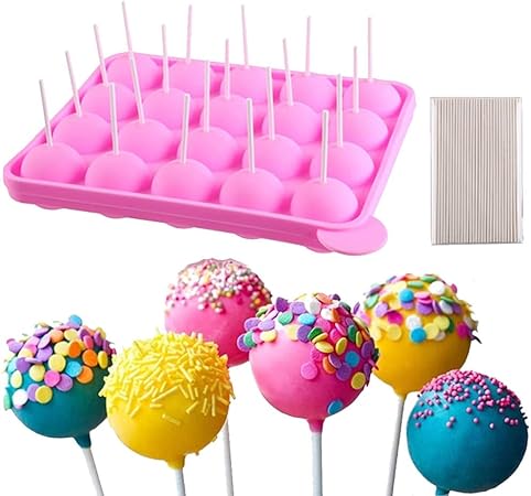 Amazon De Cake Pop Form Set Fur Eiswurfel Silikon Pop Kuchen Sussigkeiten Gumdrop Gelee Cupcakes Lollipop Diy Werkzeuge 120 Stabchen