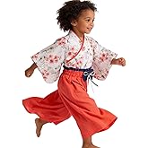 SZCQ Girls Kimono Costumes Suits Kids Samurai Clothes Set Princess Japanese Dress Outfits Halloween Costume Cosplay Cloak Cape Plum Blossom