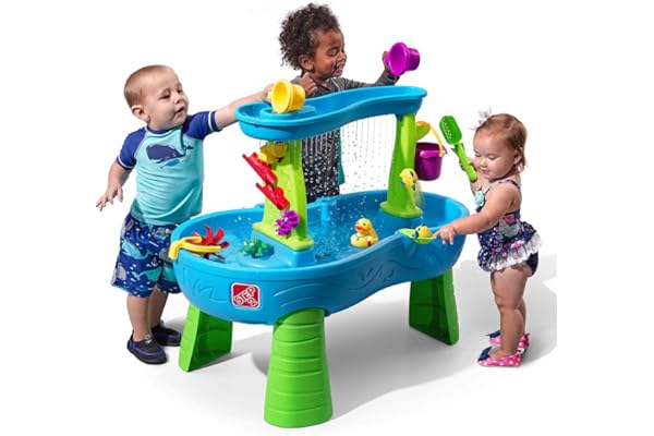 Step2 Rain Showers Splash Pond Toddler Water Table, Kids Water and Sand Activity Sensory Playset, Summer Outdoor Toys, 13 Piece Toy Accessories, For Toddles 1.5+ Years Old