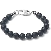 SOBHART Mens Beaded Bracelets – Lava Onyx Tiger Eye Beaded Bracelets for Men – Natural Gemstone Protection Bracelet for Men 19/20/21/22/23CM