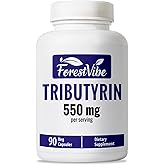 Tributyrin Supplement 550mg, Advanced Butyrate Form for Gut Health, 60% Standardized, More Effective Delivery Than Sodium Butyrate, 90 Capsules, Non-GMO &amp; Gluten Free Postbiotic Supplement